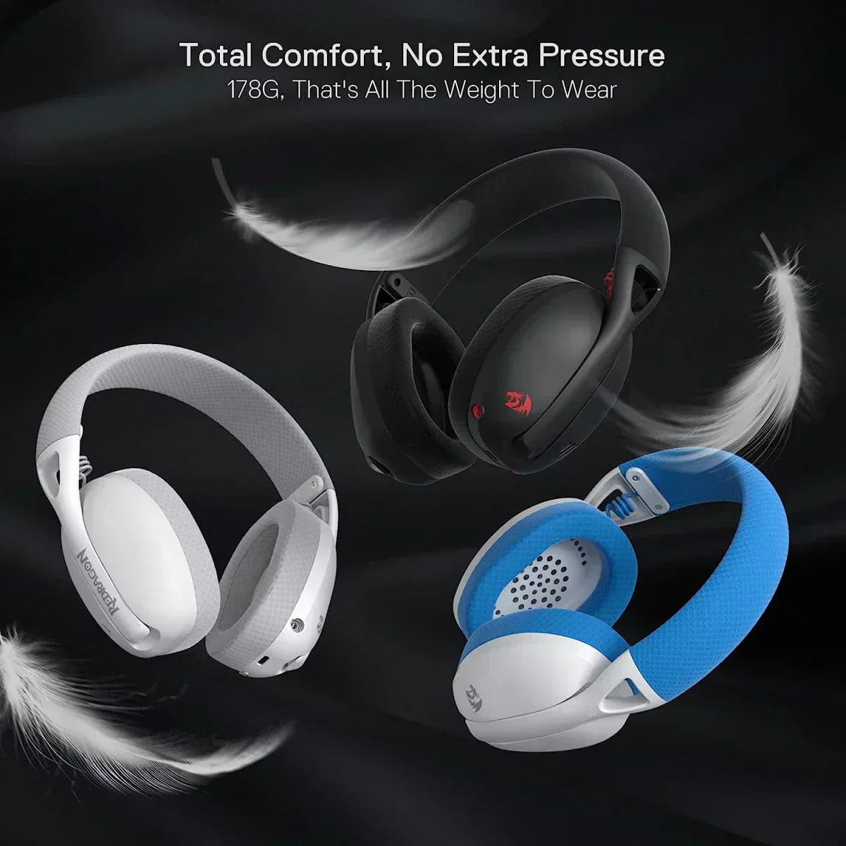 Redragon h848 wireless gaming headset - lightweight design with 7.1 surround sound