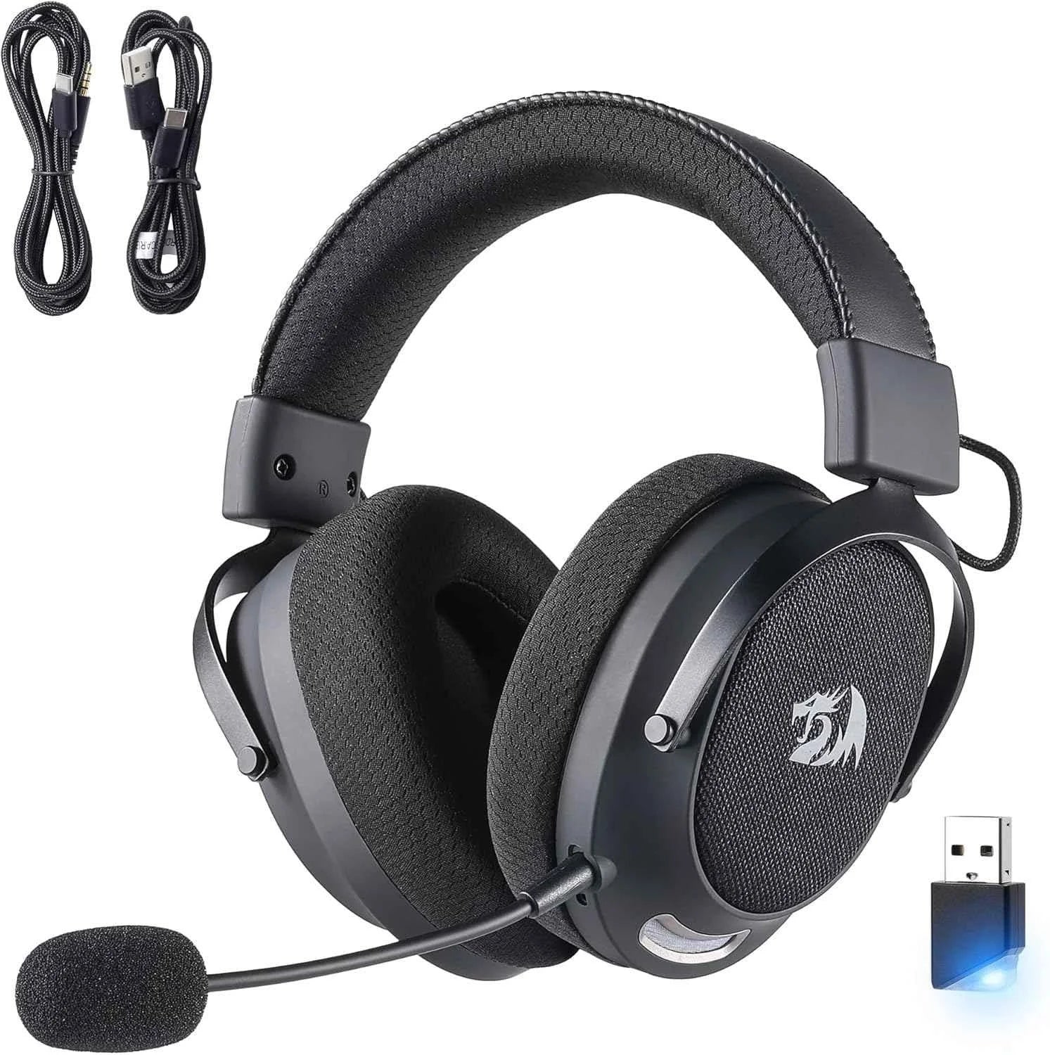 Redragon h858 wireless gaming headset with 7.1 surround sound - 3-mode wireless connectivity - audio | wireless headset