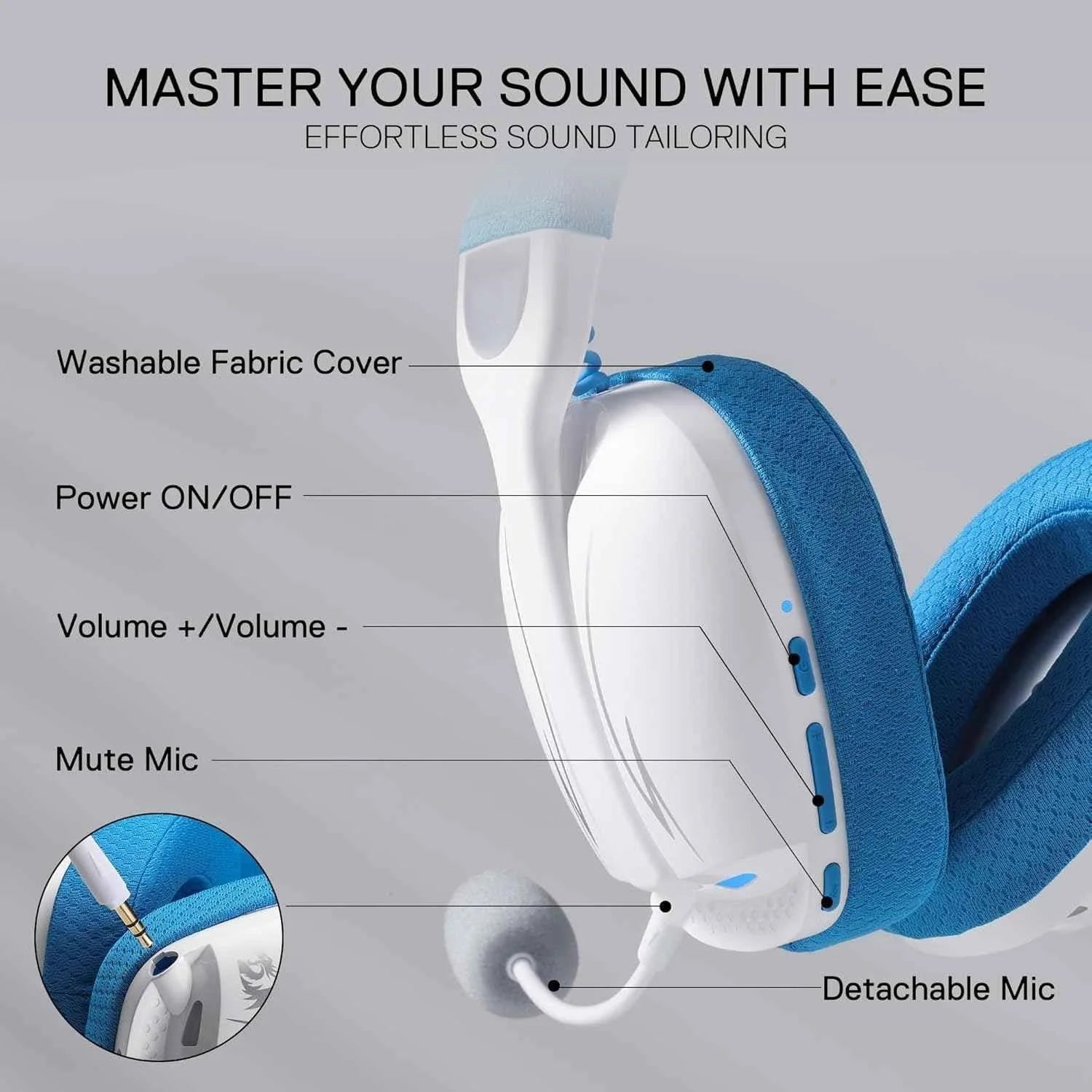 Redragon h878 gaming headset - lightweight 3-mode wireless with blue lighting and 7.1 surround sound - audio | wireless