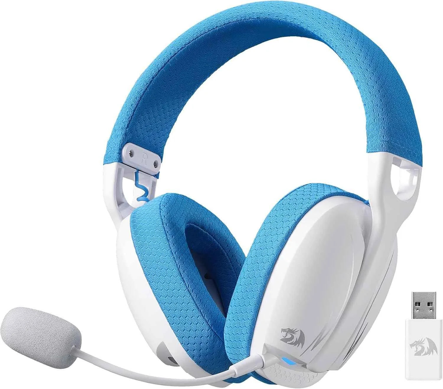Redragon h878 gaming headset - lightweight 3-mode wireless with blue lighting and 7.1 surround sound - audio | wireless