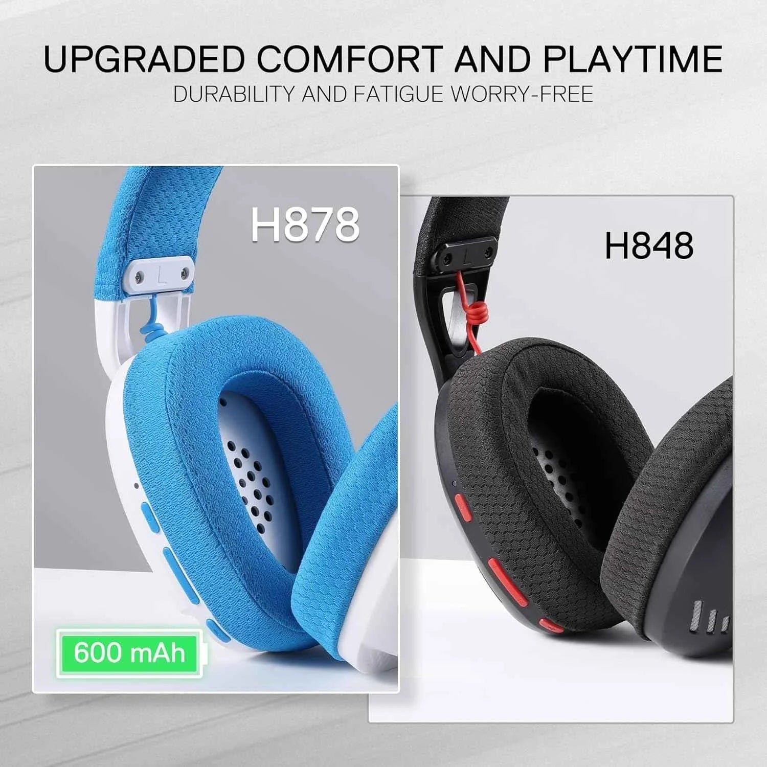 Redragon h878 gaming headset - lightweight 3-mode wireless with blue lighting and 7.1 surround sound - audio | wireless