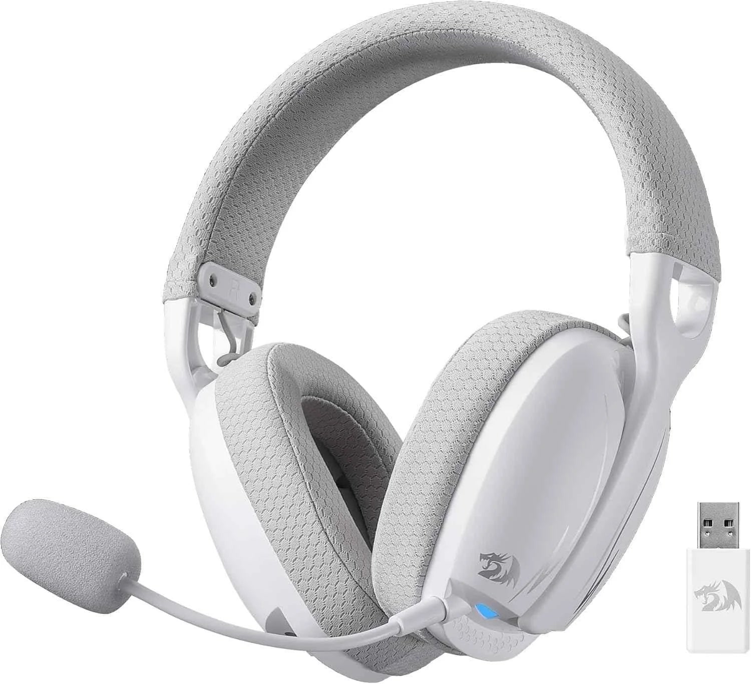 Redragon h878 wireless gaming headset - lightweight 3-mode design with blue lighting and 7.1 surround sound - audio