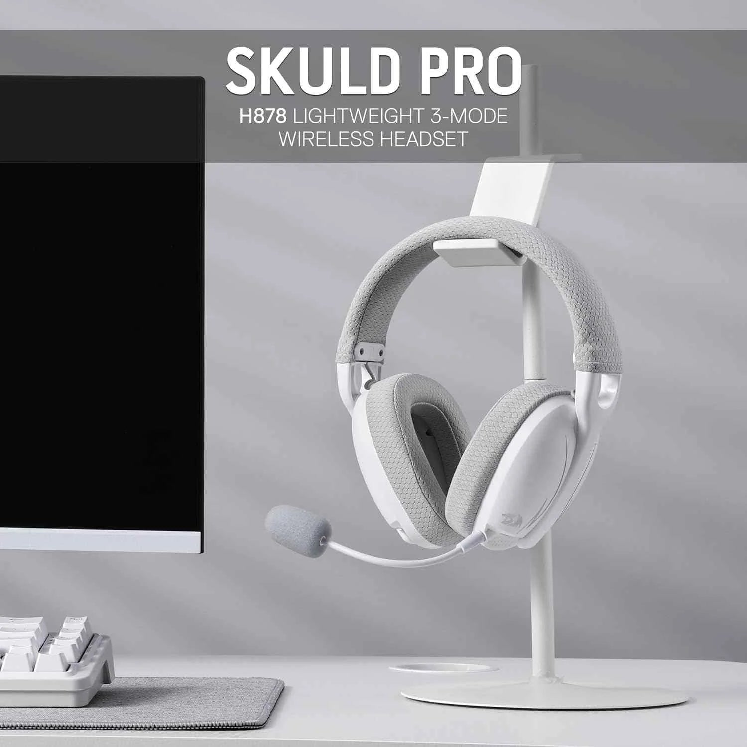 Redragon h878 wireless gaming headset - lightweight 3-mode design with blue lighting and 7.1 surround sound - audio