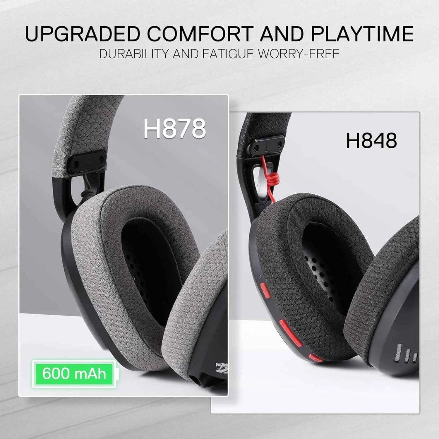 Redragon h878 gaming headset - lightweight wireless 3-mode with blue lighting & 7.1 surround sound - audio | wireless