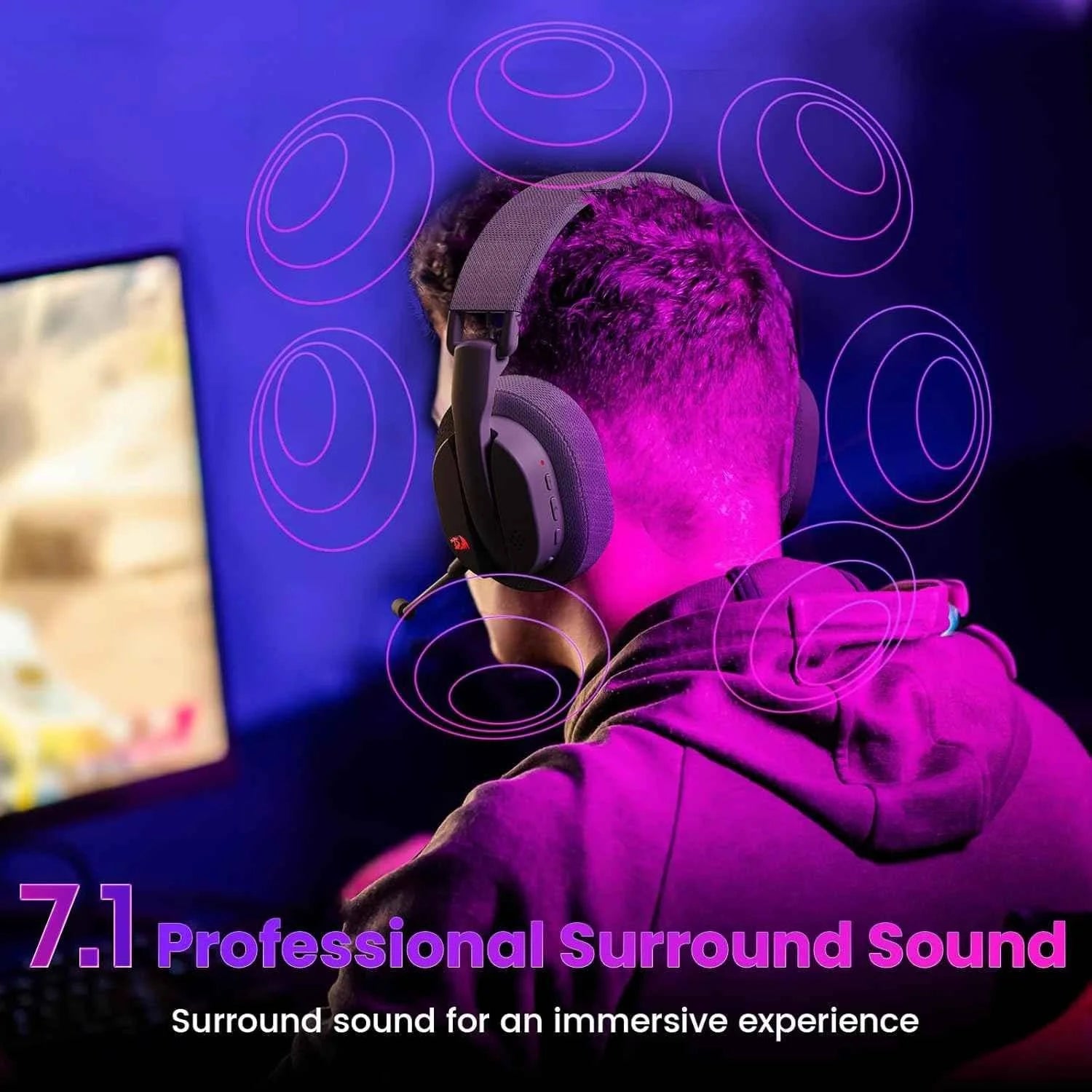 Redragon h888 wireless gaming headset with 7.1 surround sound tri-mode gaming - audio | wireless headset