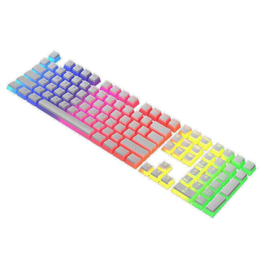 Ajazz frosted double layer pbt pudding keycaps 108 keys for mechanical keyboard - white - keyboards