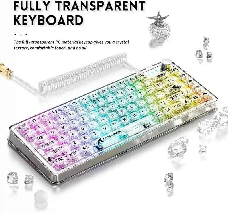 Attack shark k75 rgb transparent mechanical keyboard - keyboards