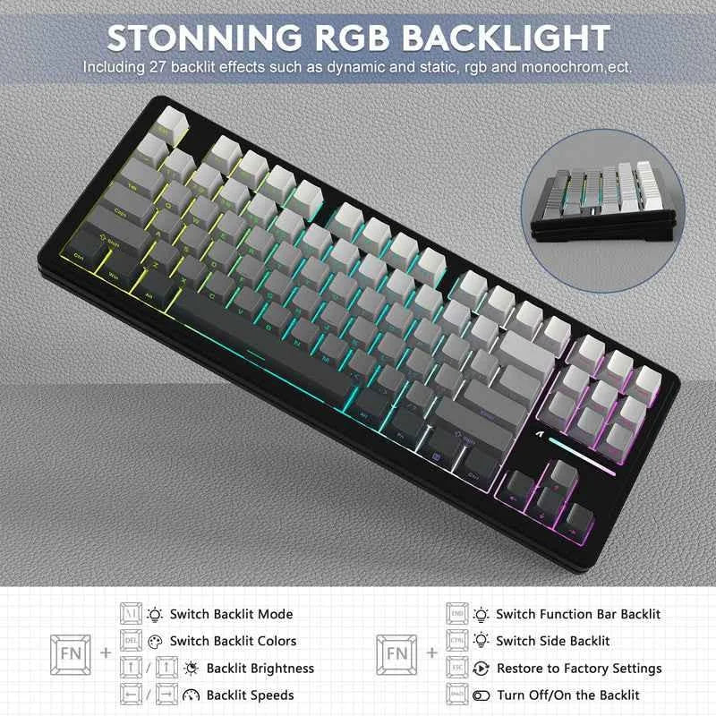 Attack shark m87pro wireless mechanical keyboard with side printed pbt keycaps - keyboards