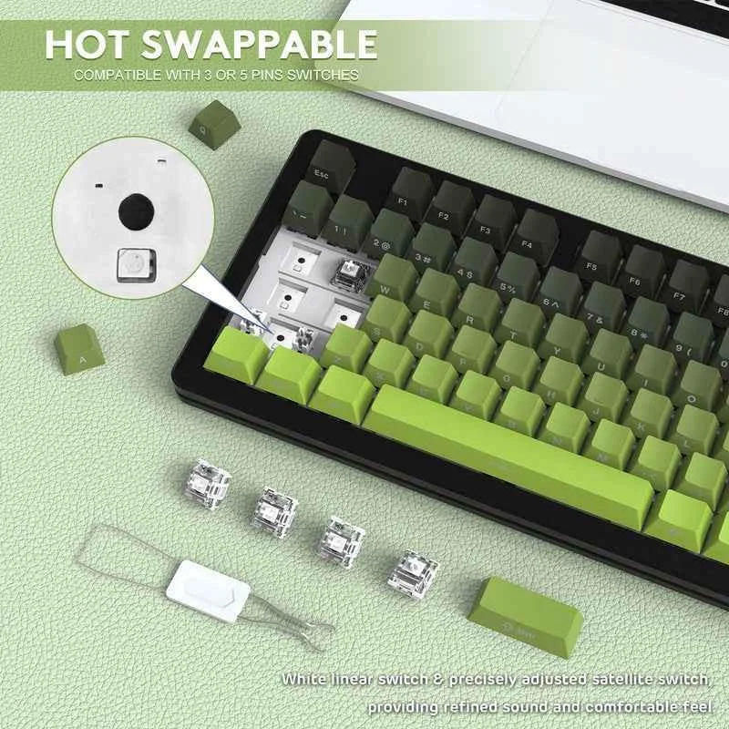 Attack shark m87pro wireless mechanical keyboard with side printed pbt keycaps - keyboards
