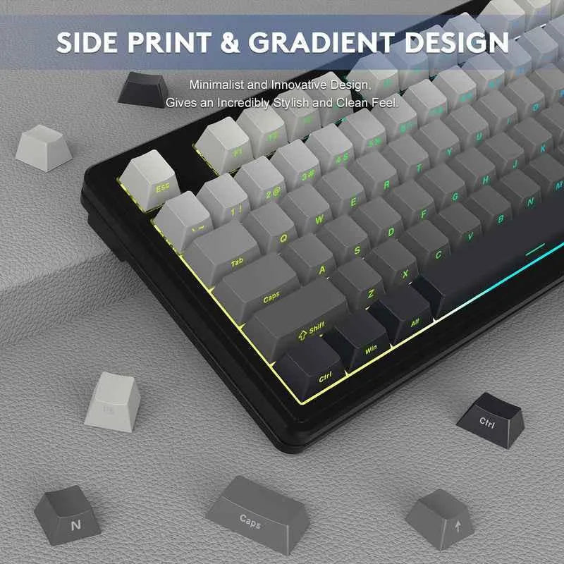 Attack shark m87pro wireless mechanical keyboard with side printed pbt keycaps - keyboards