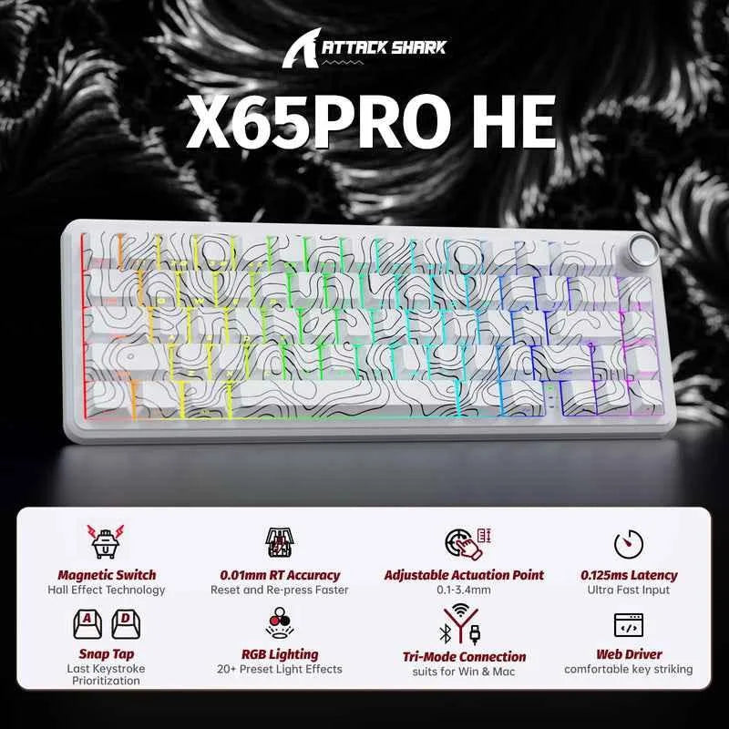 Attack shark x65pro he wireless rapid trigger keyboard magnetic switch - keyboards