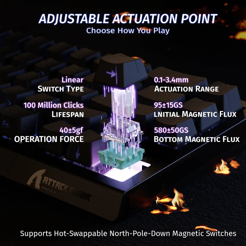 Attack shark x68 he rapid trigger keyboard magnetic switch - keyboards