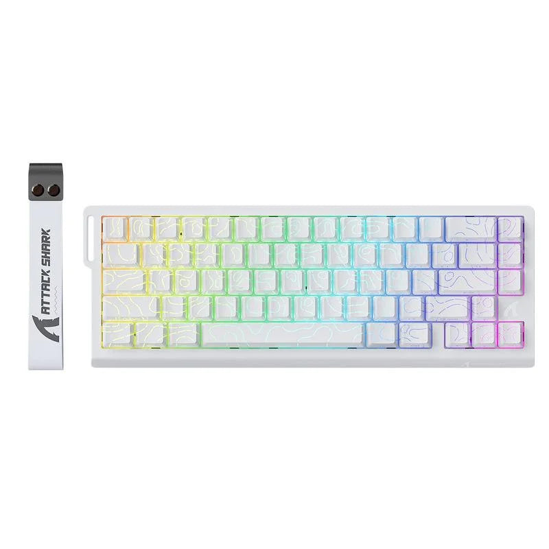 Attack shark x68 he rapid trigger keyboard magnetic switch - white contours (pattern shine through keycaps) - keyboards