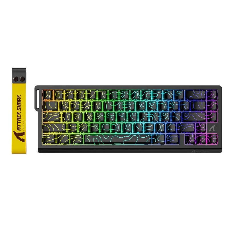 Attack shark x68 he rapid trigger keyboard magnetic switch - black contours (pattern shine through keycaps) - keyboards