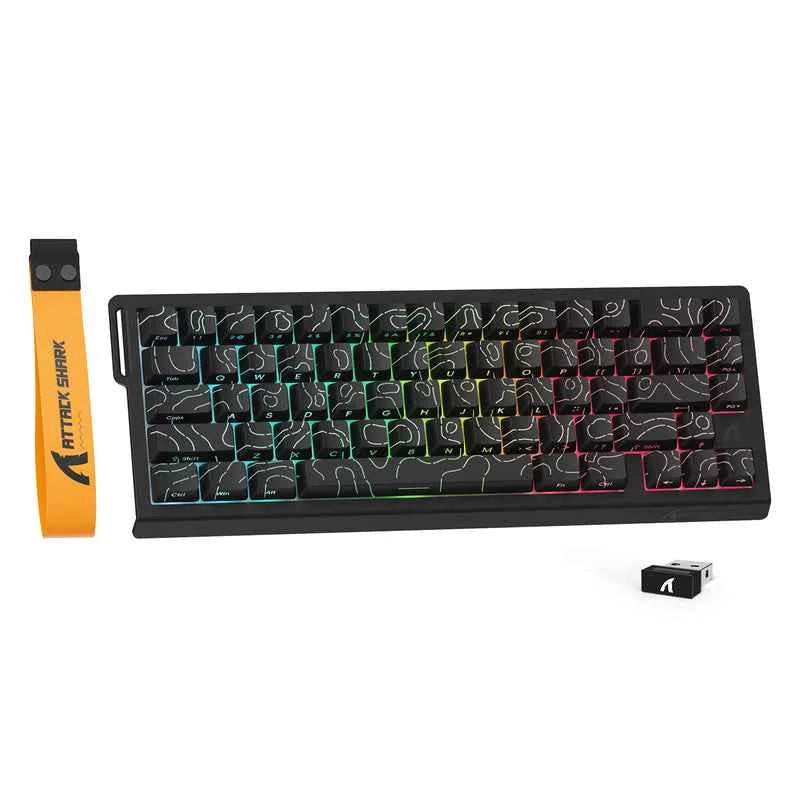 Attack shark x68pro he wireless rapid trigger keyboard magnetic switch - black contours - keyboards