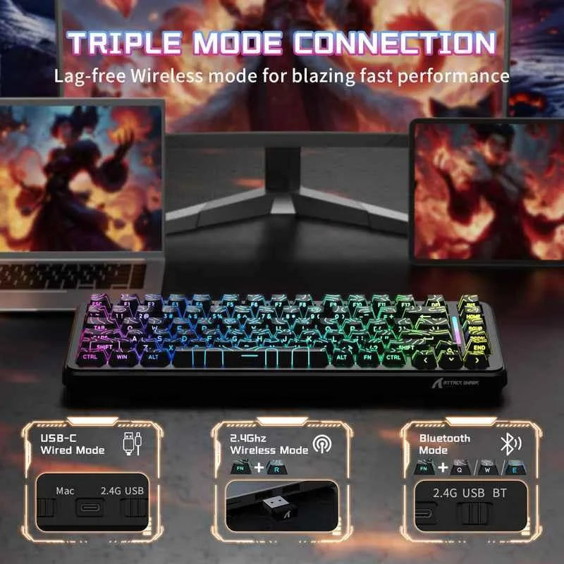 Attack shark x82pro he wireless rapid trigger gaming keyboard magnetic switch - keyboards