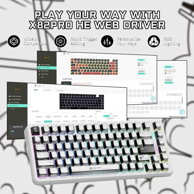 Attack shark x82pro he wireless rapid trigger gaming keyboard magnetic switch - keyboards