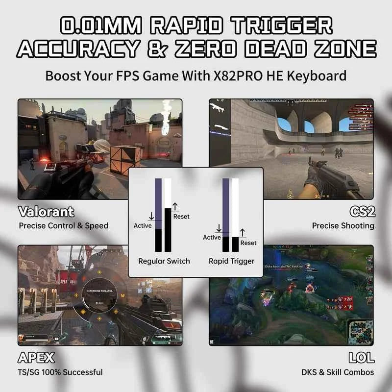 Attack shark x82pro he wireless rapid trigger gaming keyboard magnetic switch - keyboards