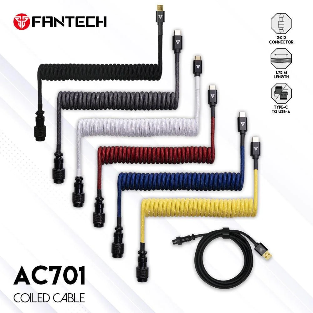 Fantech ac701 coiled cable for enhanced connectivity - keyboard