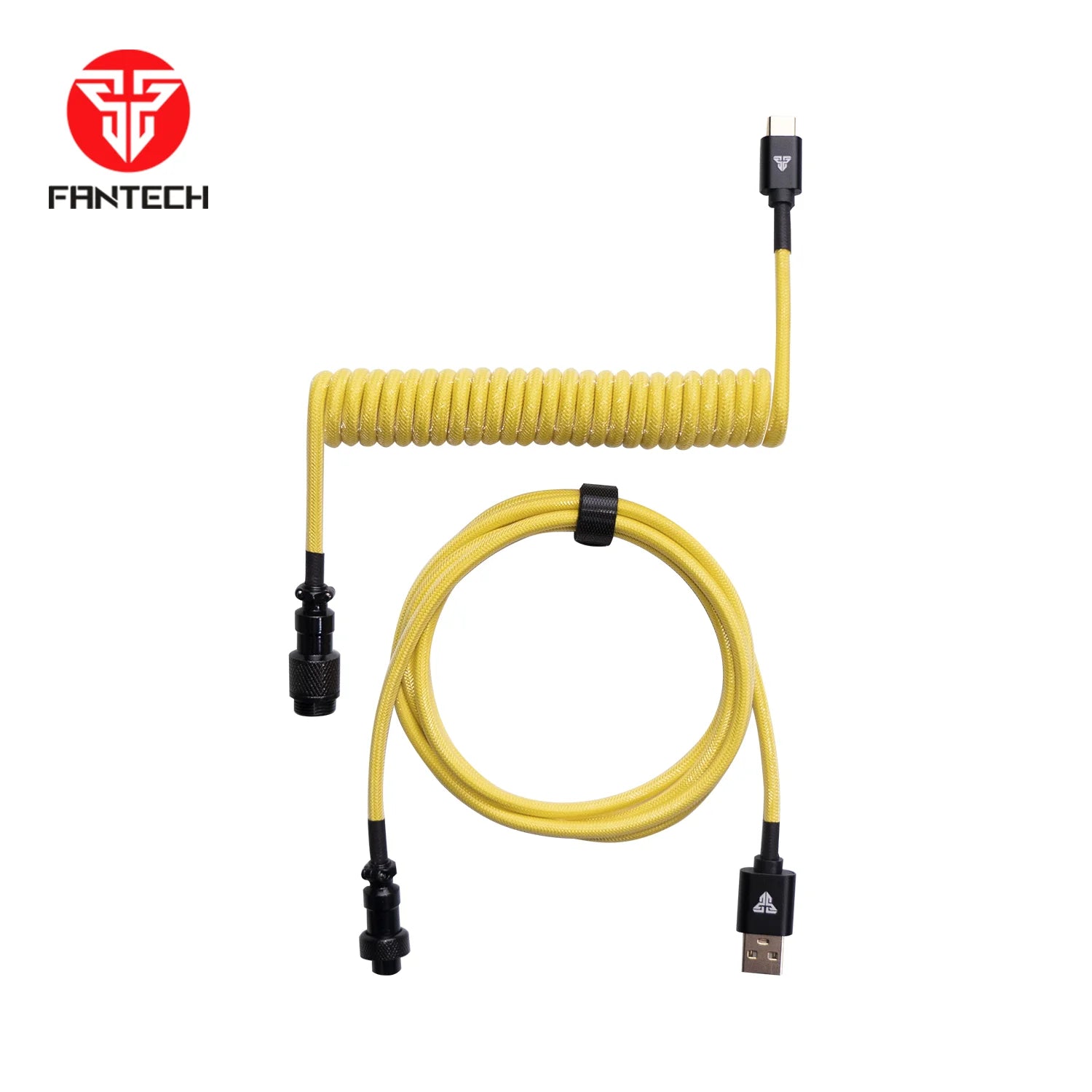 Fantech ac701 coiled cable for enhanced connectivity - sunshine yellow - keyboard
