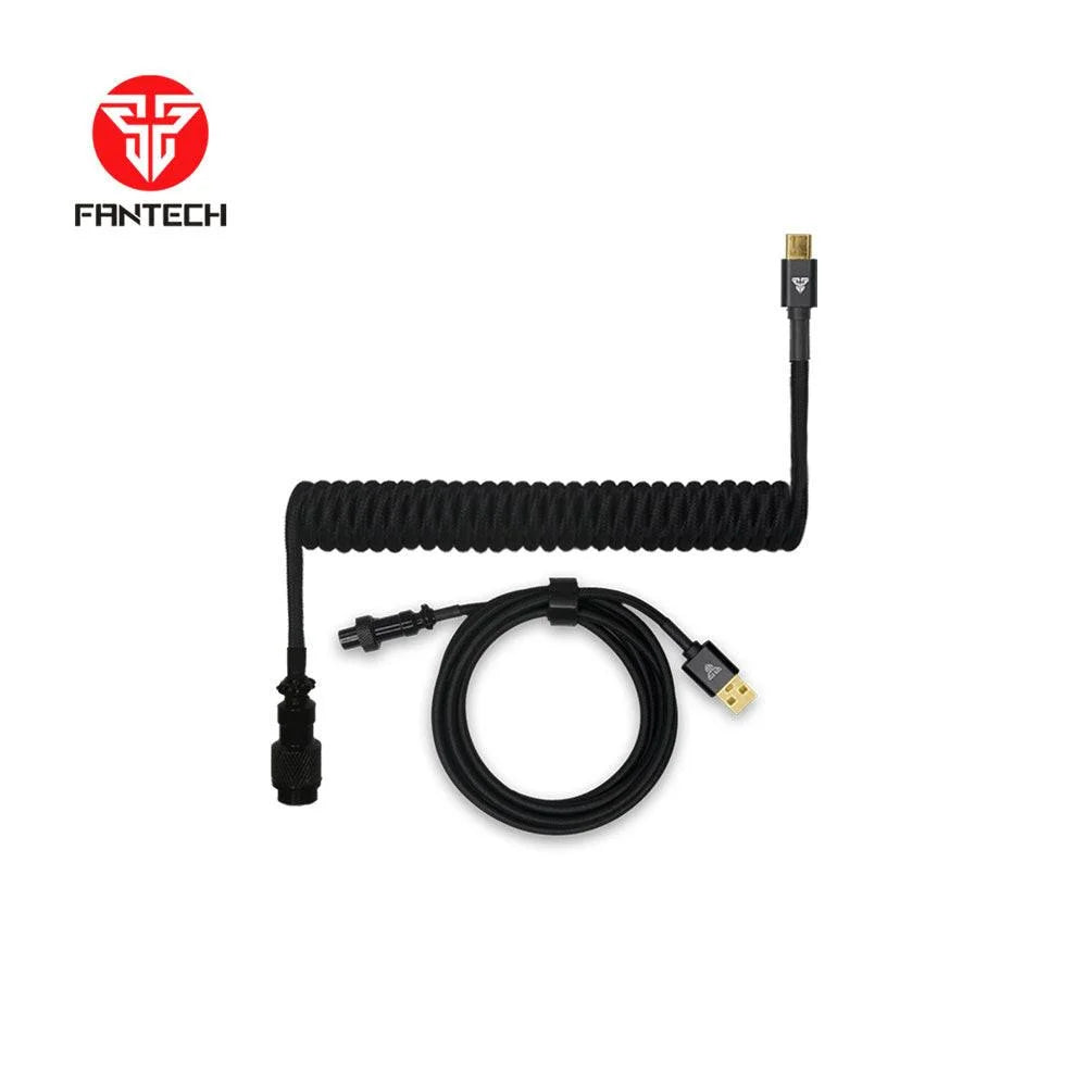 Fantech ac701 coiled cable for enhanced connectivity - black - keyboard