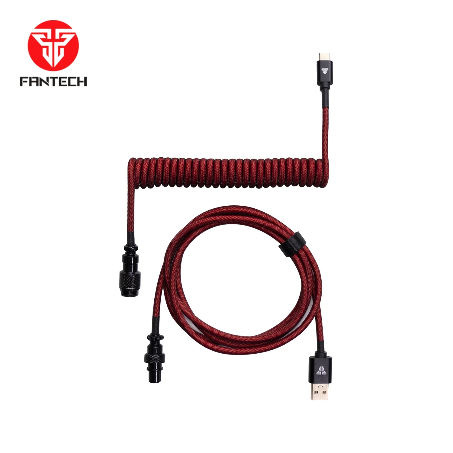 Fantech ac701 coiled cable for enhanced connectivity - red - keyboard