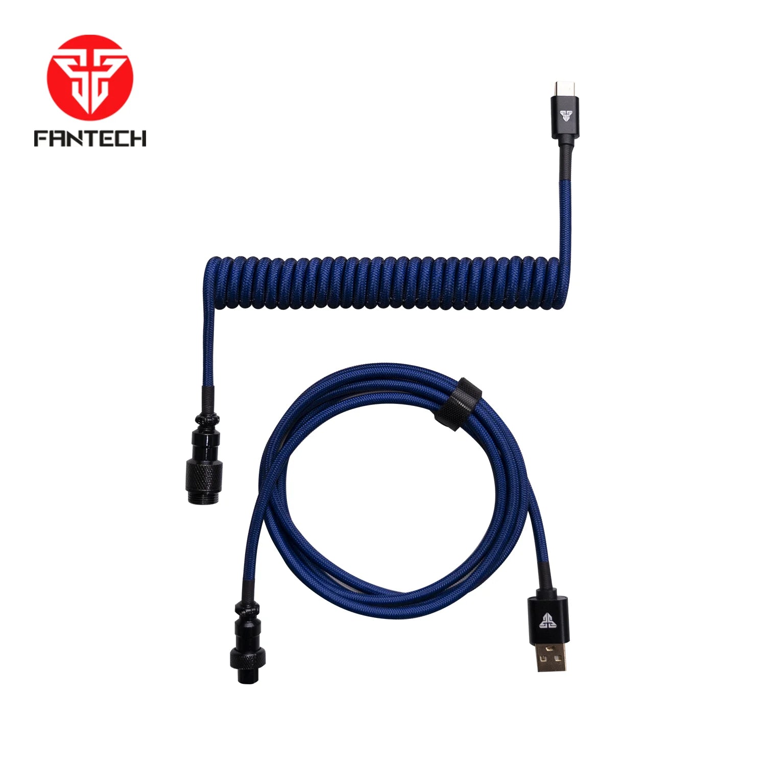 Fantech ac701 coiled cable for enhanced connectivity - blue - keyboard