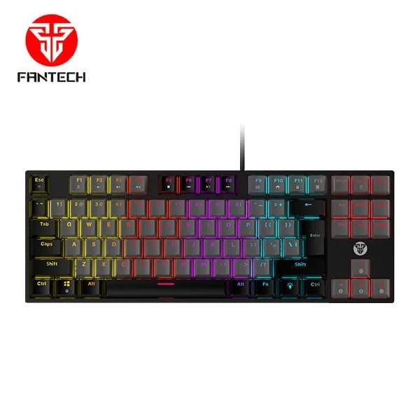 Fantech atom mk876 grey arabic rgb mechanical keyboard blue or red switch - keyboards