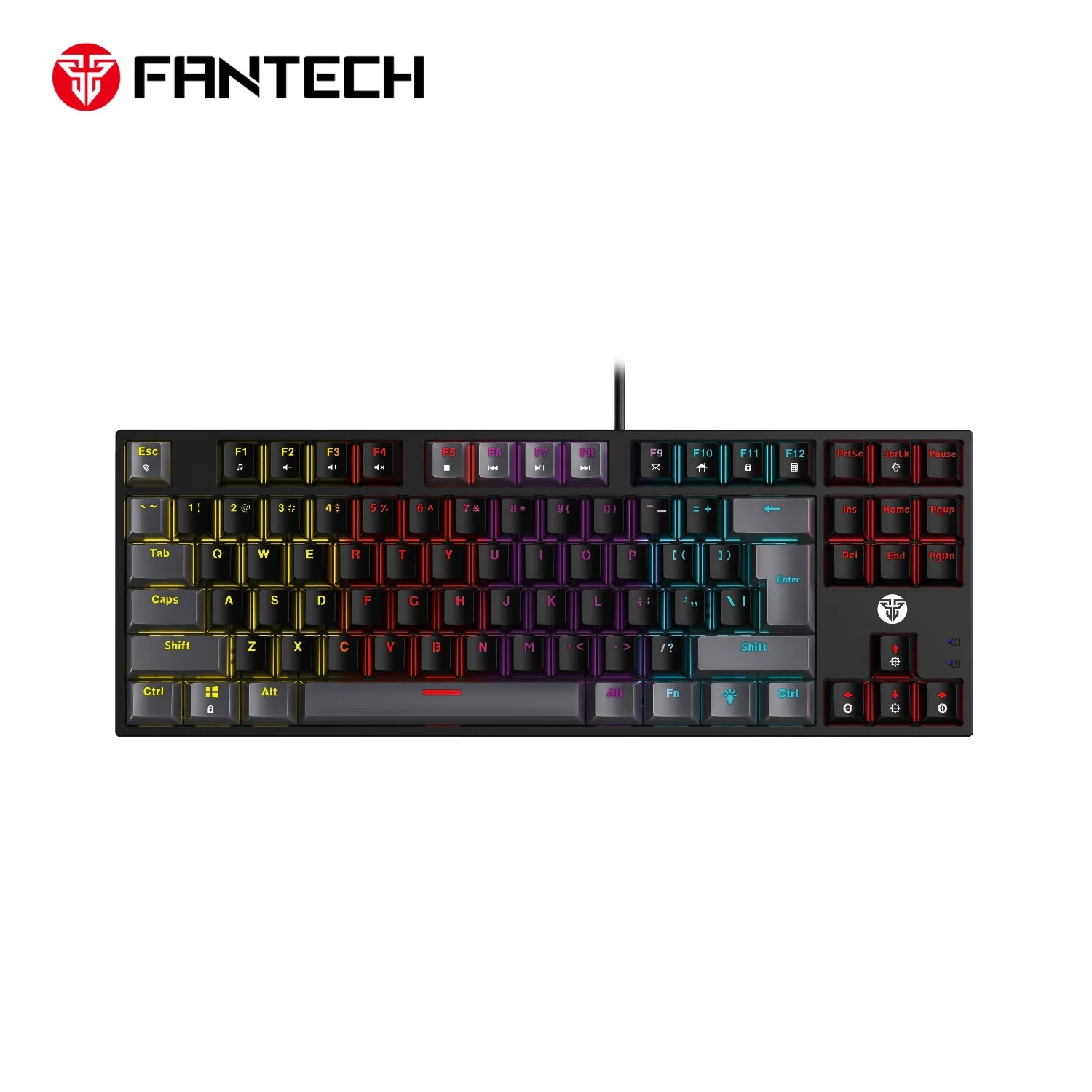 Fantech atom mk876v2 keyboard - tkl double injection keycaps mechanical gaming keyboard - black / red