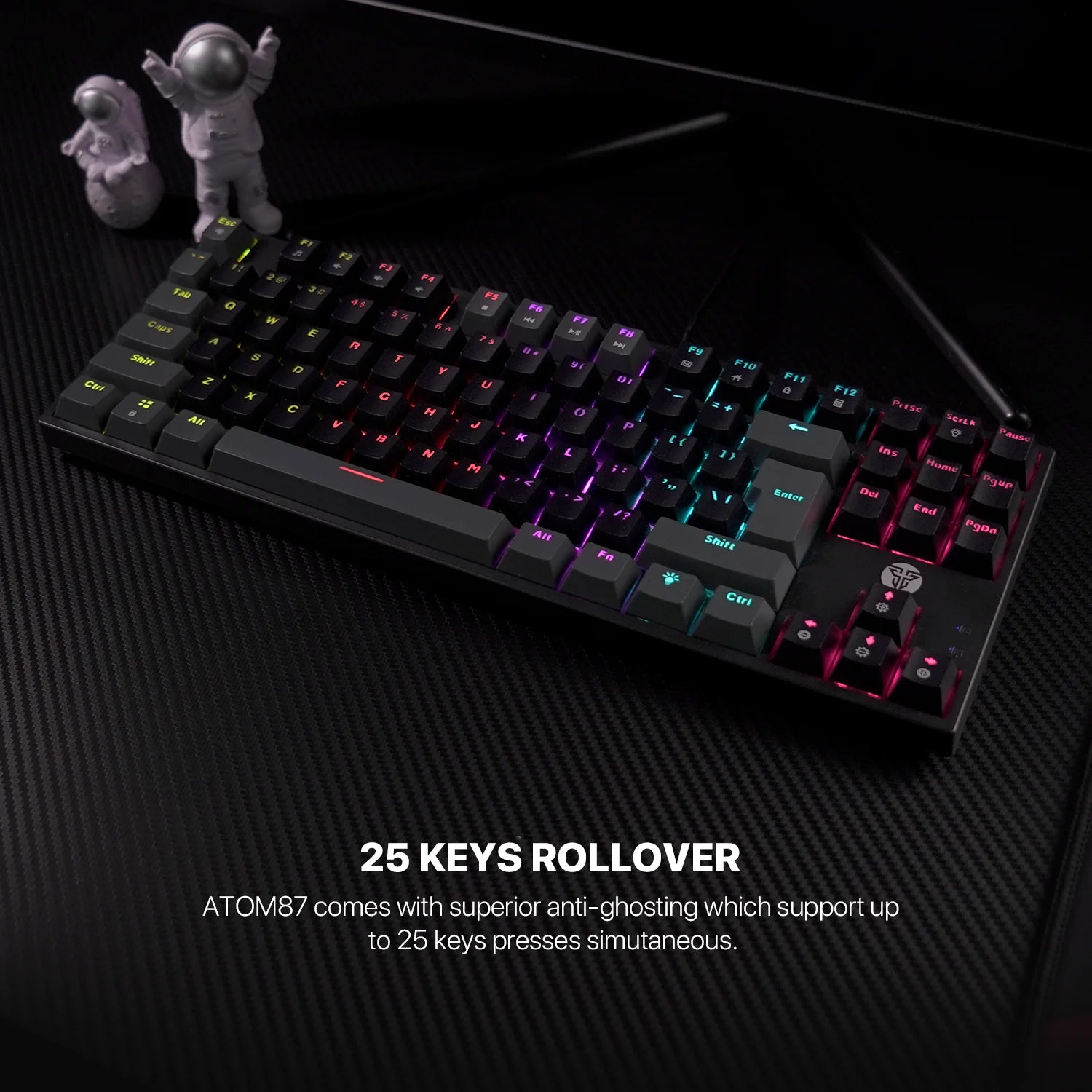 Fantech atom mk876v2 keyboard - tkl double injection keycaps mechanical gaming keyboard