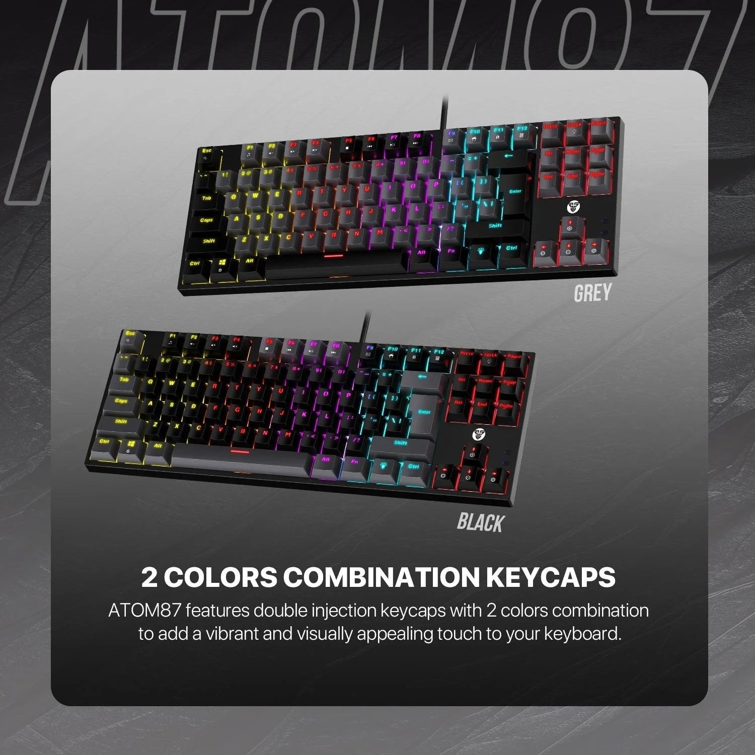 Fantech atom mk876v2 keyboard - tkl double injection keycaps mechanical gaming keyboard