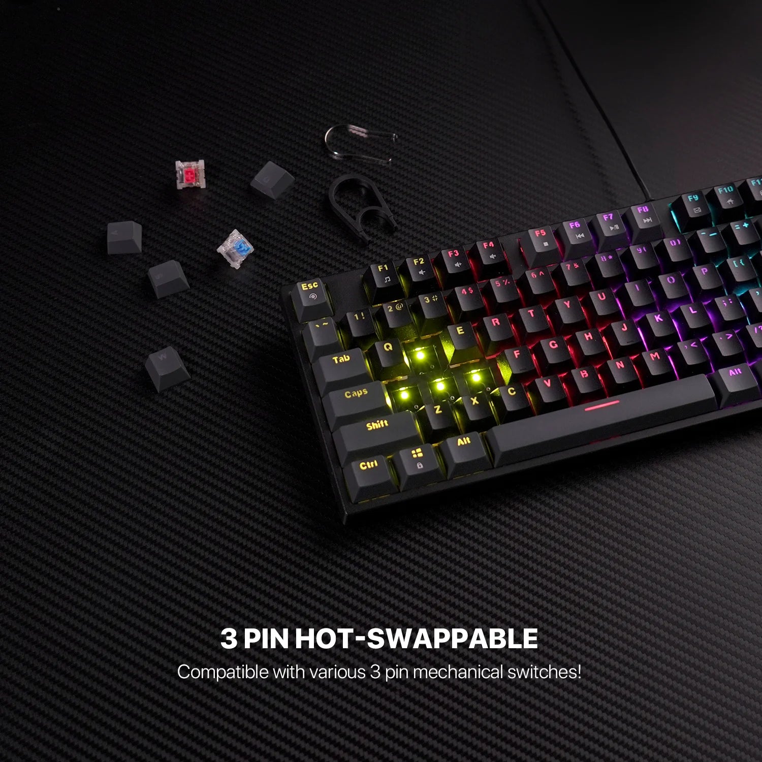 Fantech atom mk876v2 keyboard - tkl double injection keycaps mechanical gaming keyboard