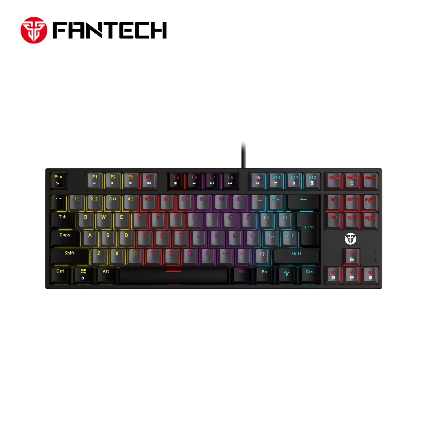 Fantech atom mk876v2 keyboard - tkl double injection keycaps mechanical gaming keyboard - gray / red
