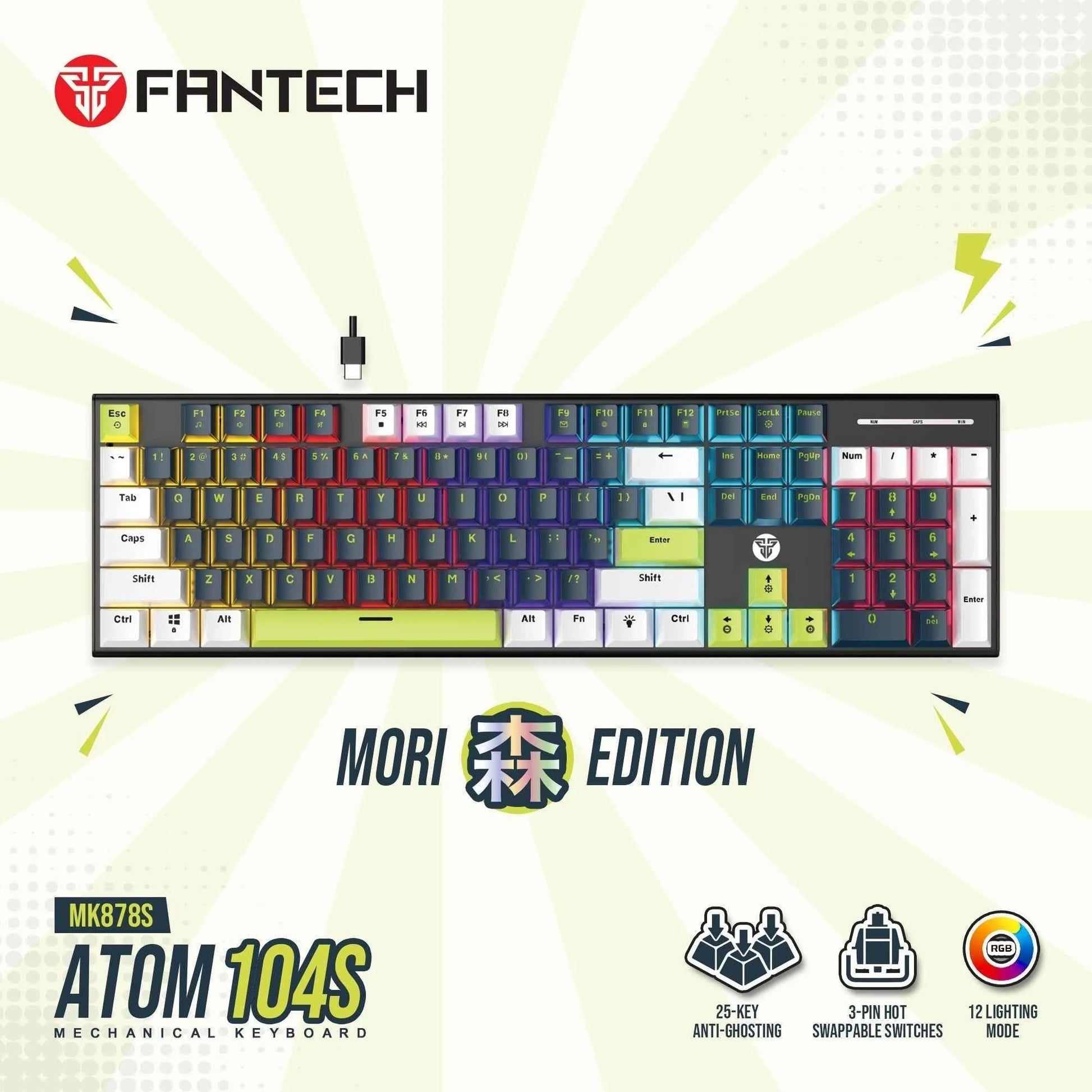 Fantech atom104s mk878s mechanical gaming keyboard mori edition black - keyboard