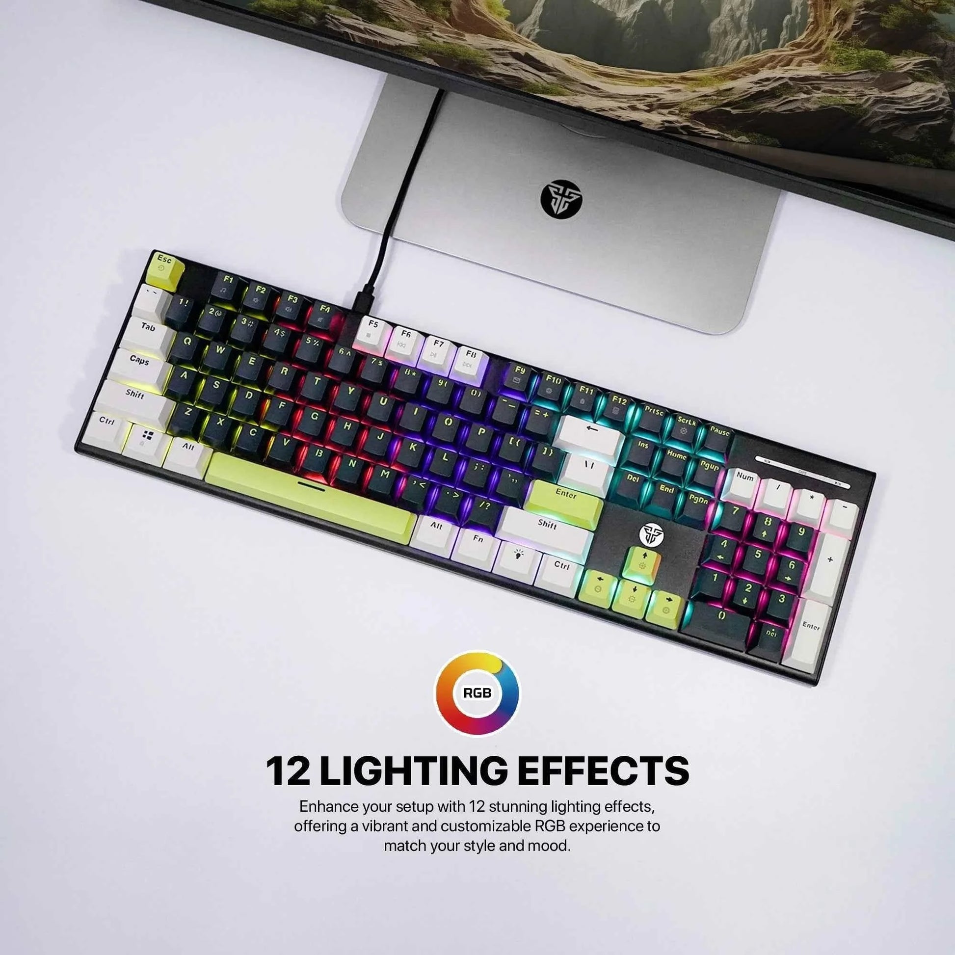 Fantech atom104s mk878s mechanical gaming keyboard mori edition white - keyboard