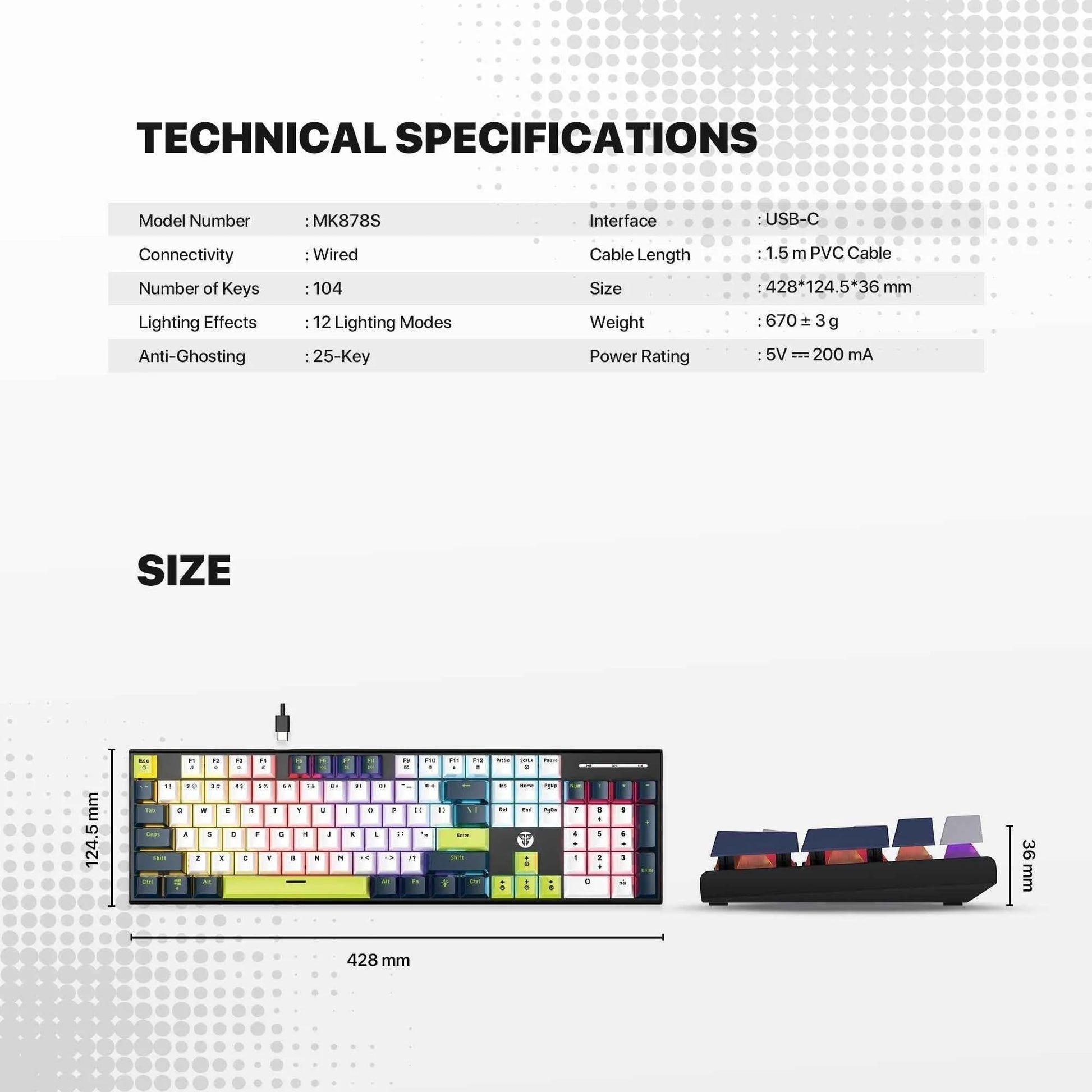 Fantech atom104s mk878s mechanical gaming keyboard mori edition white - keyboard