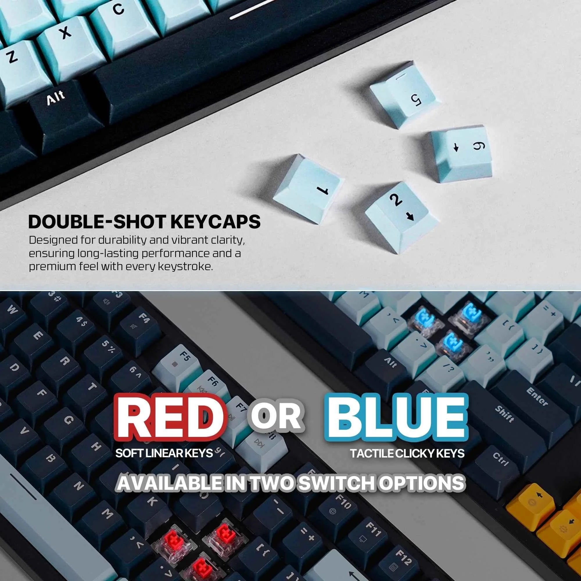 Fantech atom107s mechanical gaming keyboard mizu edition navy blue - precision and style for ultimate gaming experience