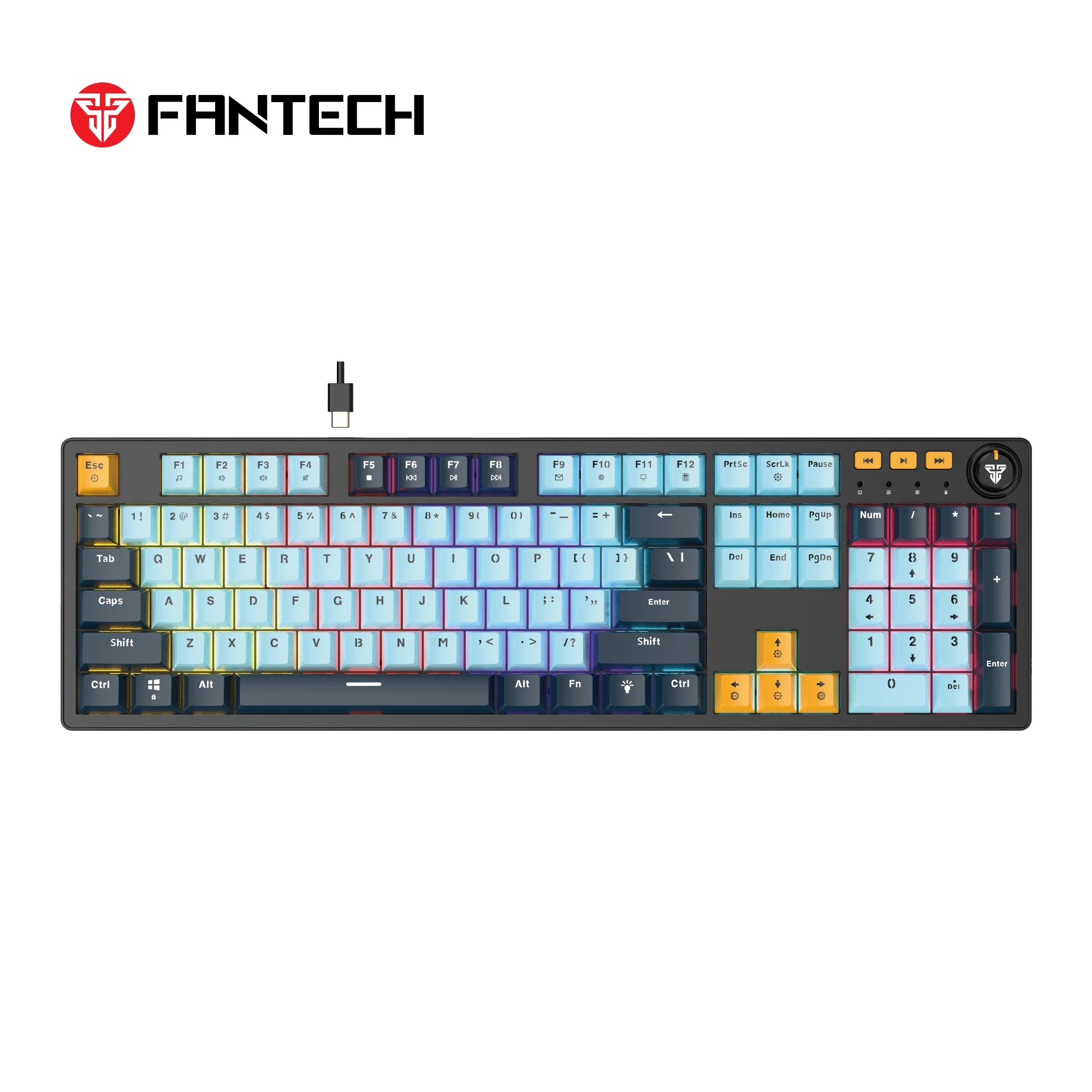 Fantech atom107s mk893s mechanical keyboard mizu edition sky blue for ultimate performance and style - keyboard