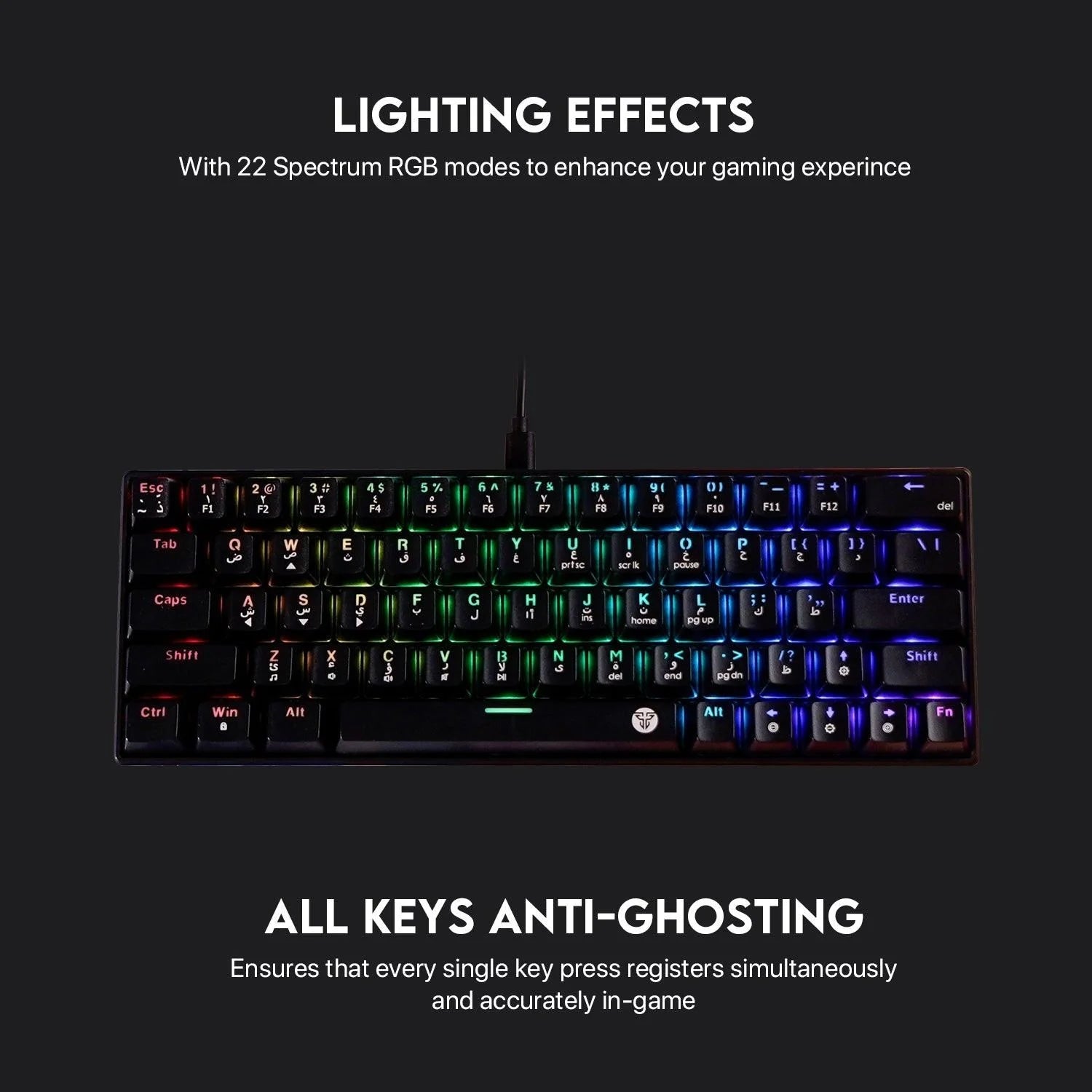 Fantech atom63 mk859 keyboard - arabic/english mechanical gaming keyboard - keyboard