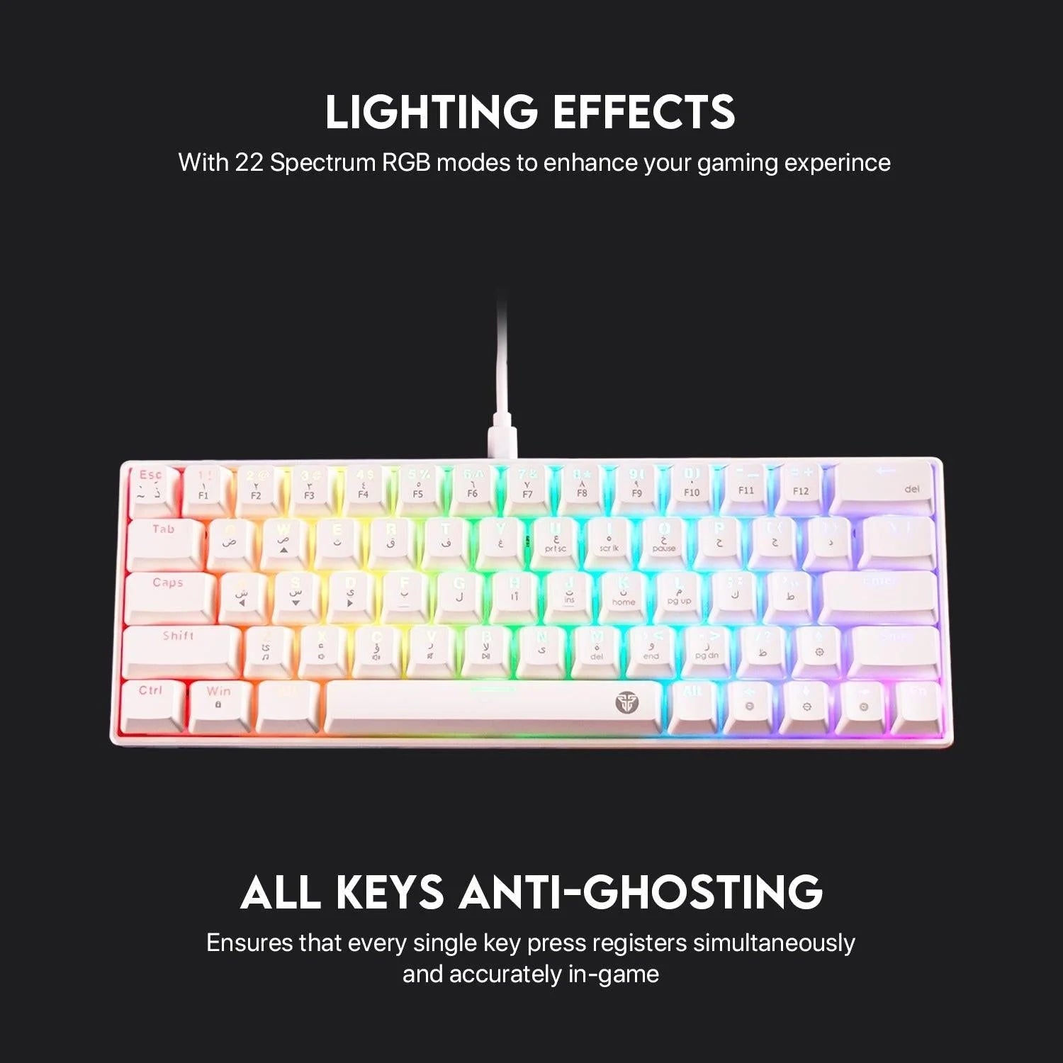 Fantech atom63 mk859 keyboard - arabic/english mechanical gaming keyboard - keyboard