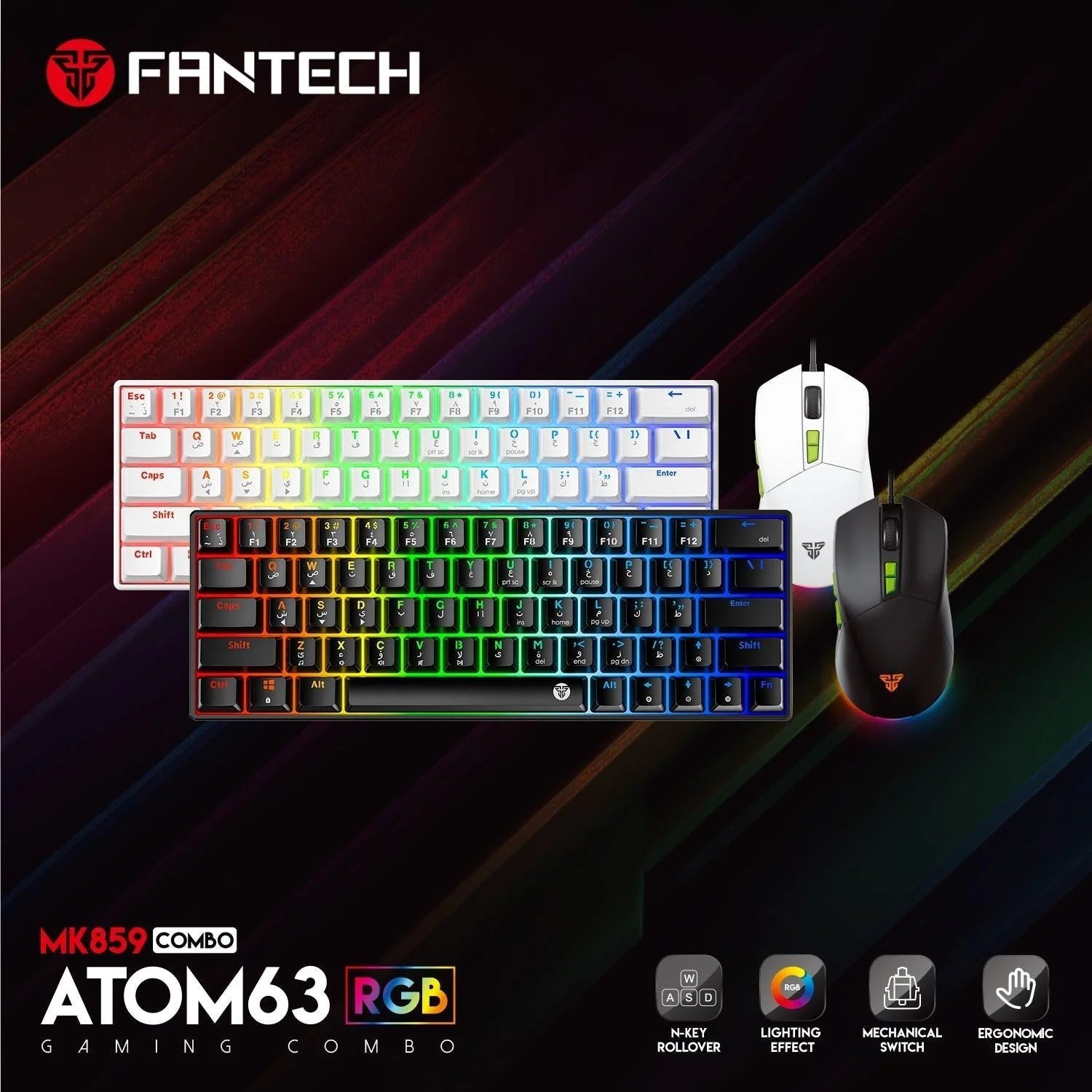 Fantech atom63 mk859c keyboard mouse combo for ultimate gaming precision
