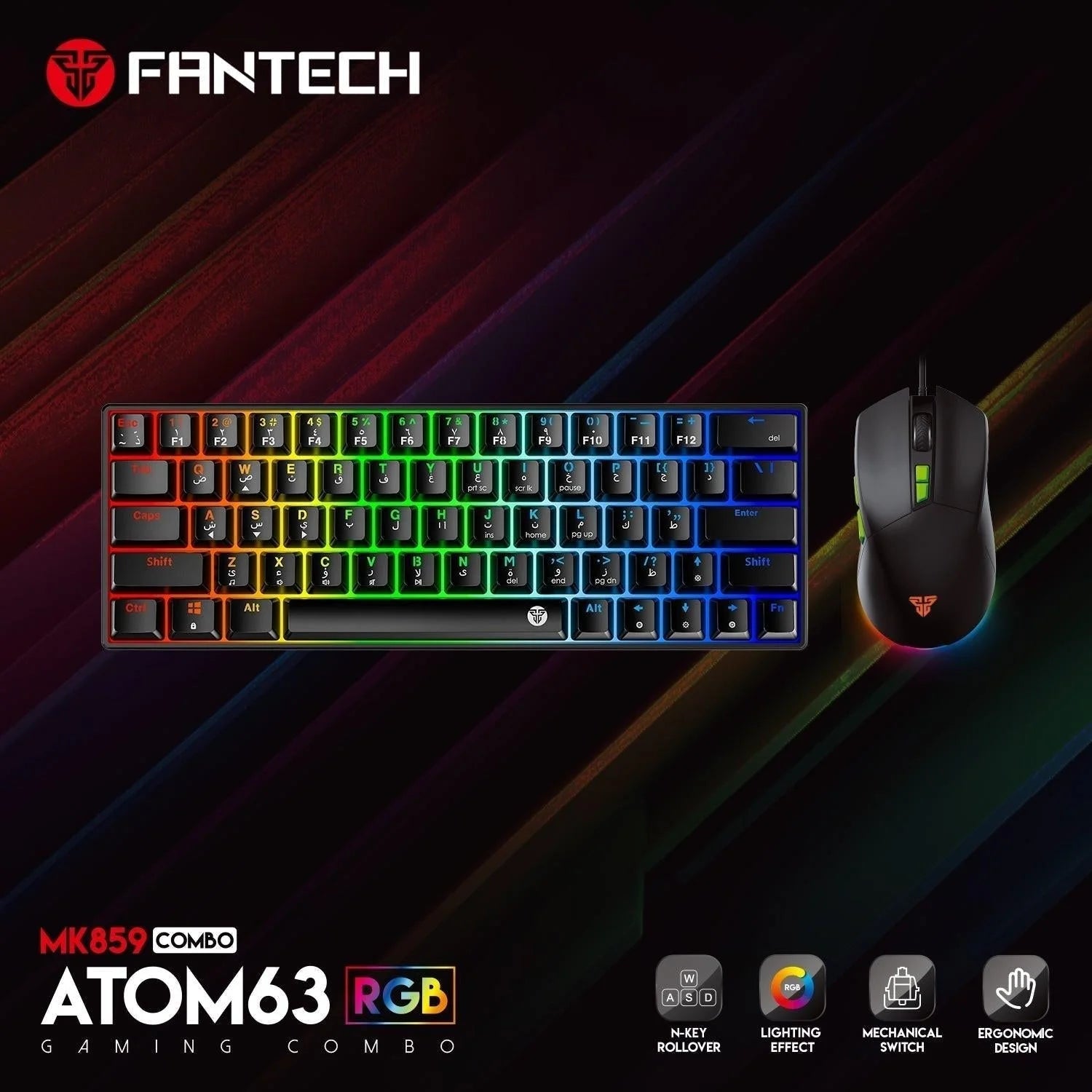 Fantech atom63 mk859c keyboard mouse combo for ultimate gaming precision