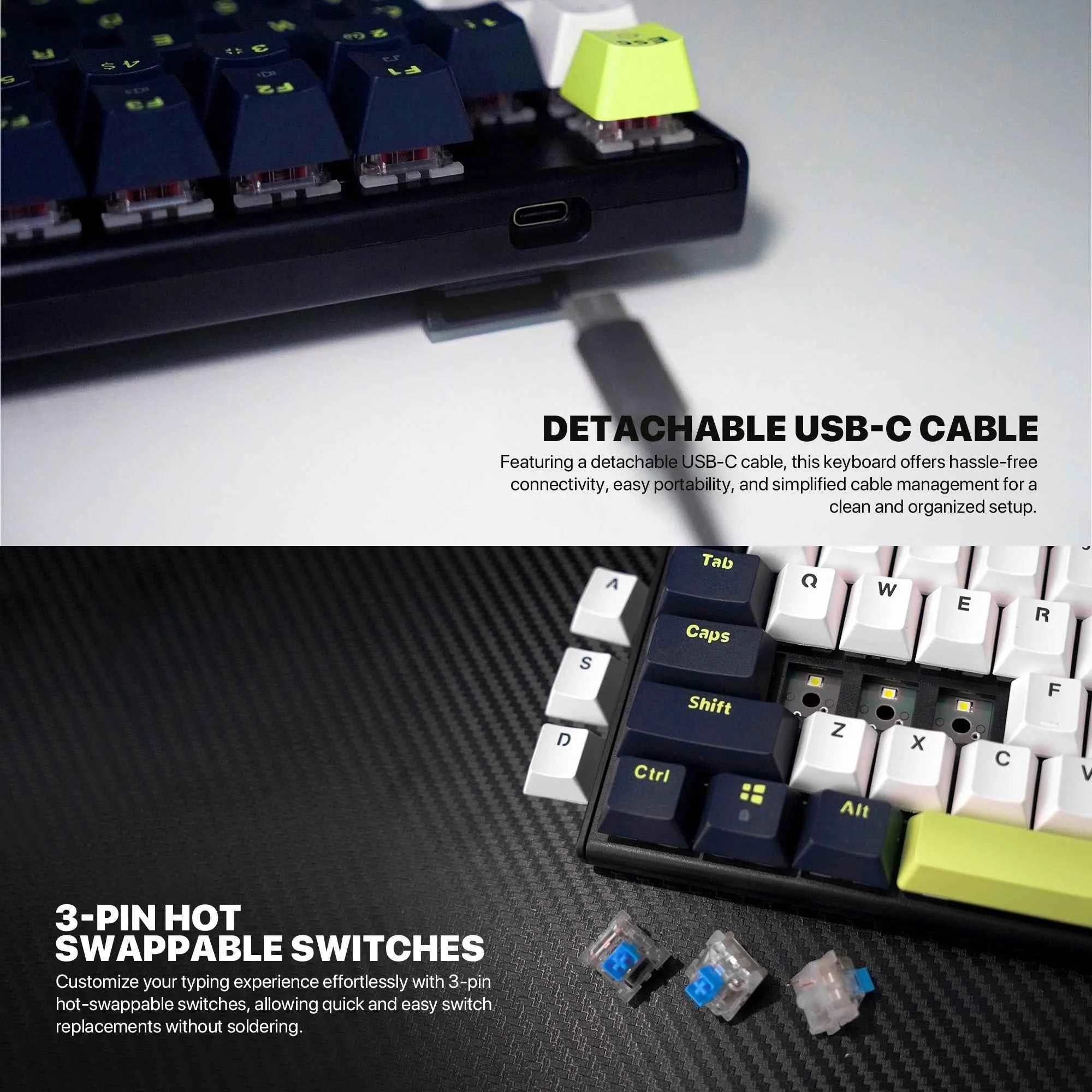 Fantech atom87s mk877s keyboard - mori edition black mechanical gaming keyboard