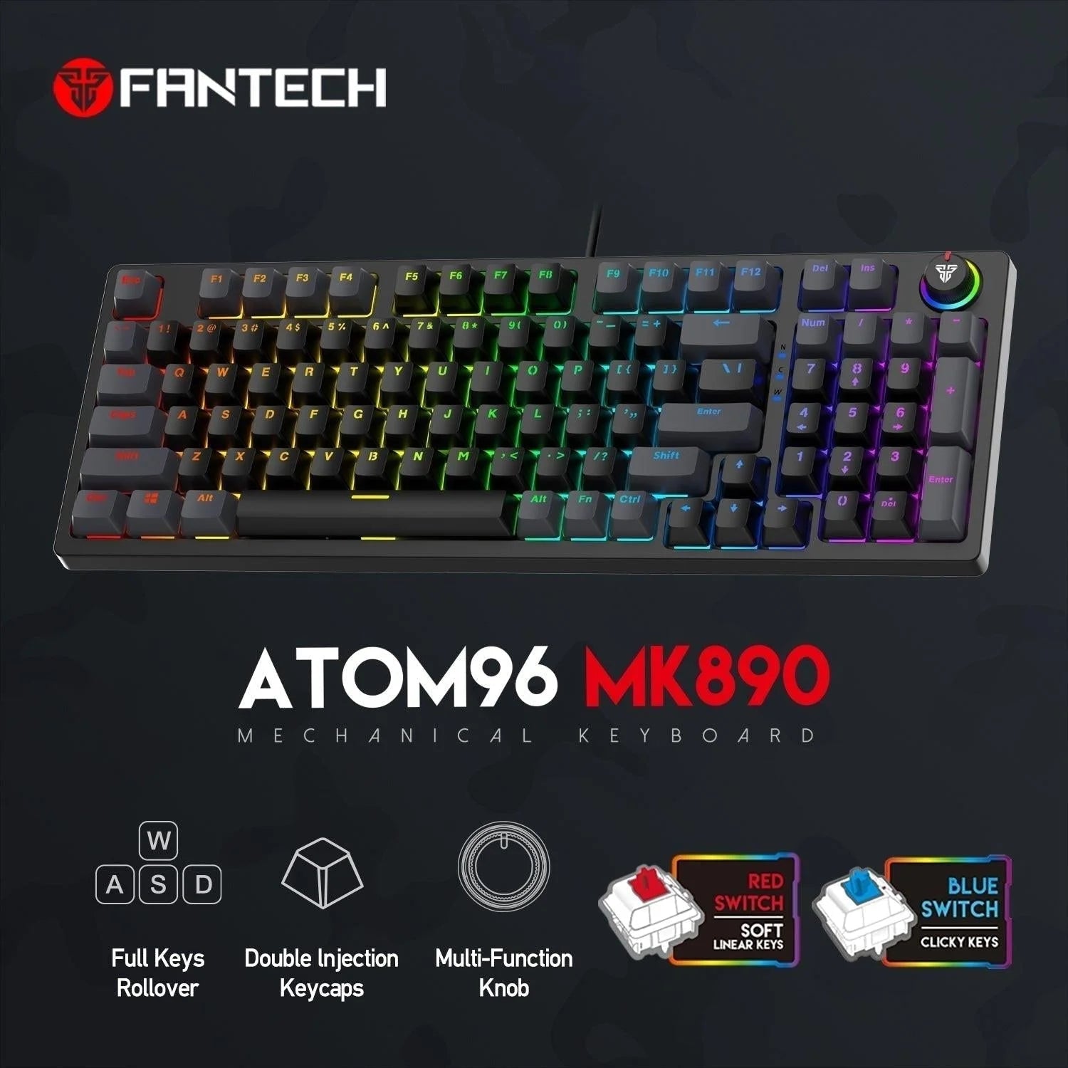 Fantech atom96 mk890 keyboard for ultimate gaming performance - keyboard