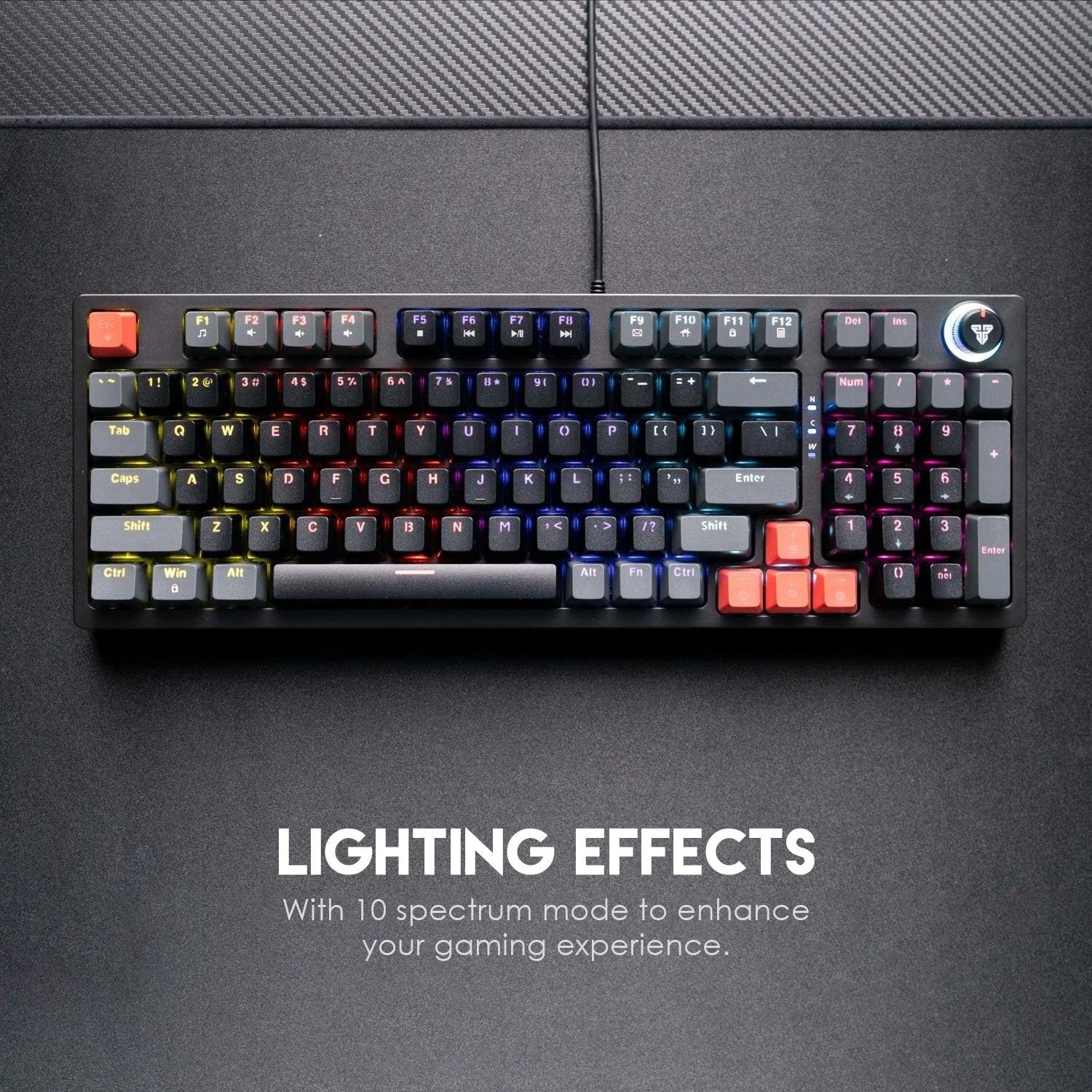 Fantech atom96 mk890 keyboard for ultimate gaming performance - grey / blue switch - keyboard