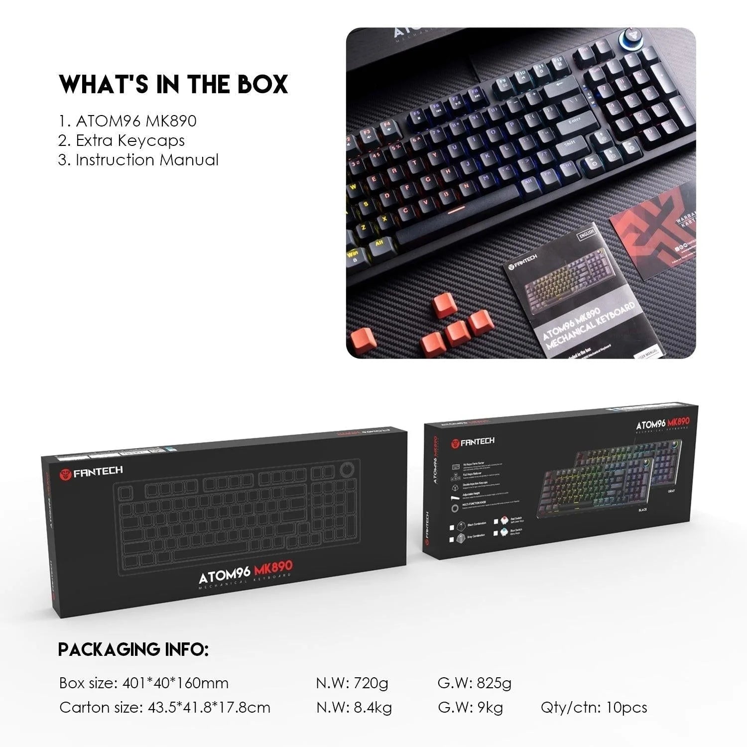 Fantech atom96 mk890 keyboard for ultimate gaming performance - keyboard