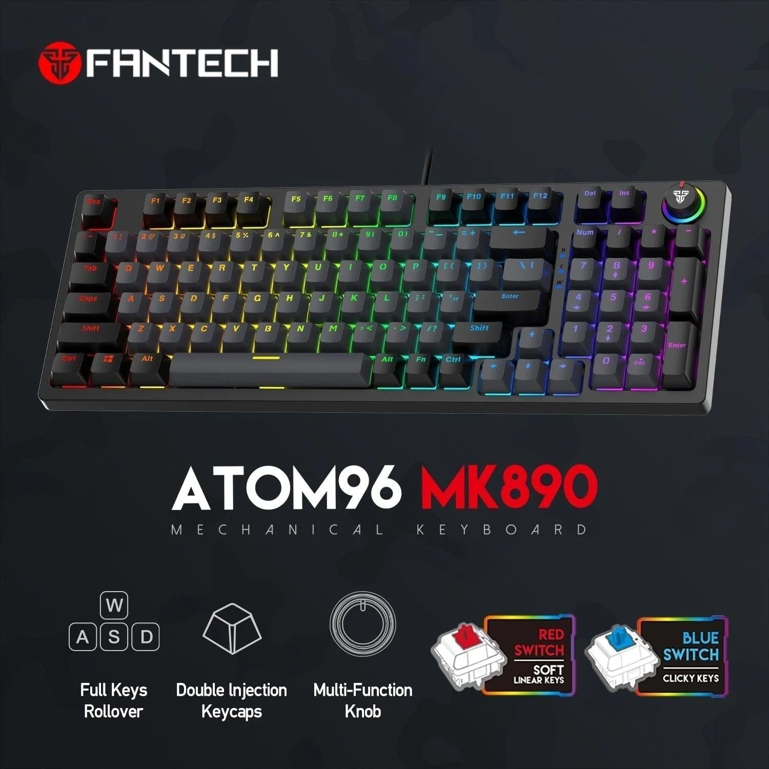 Fantech atom96 mk890 keyboard for ultimate gaming performance - keyboard