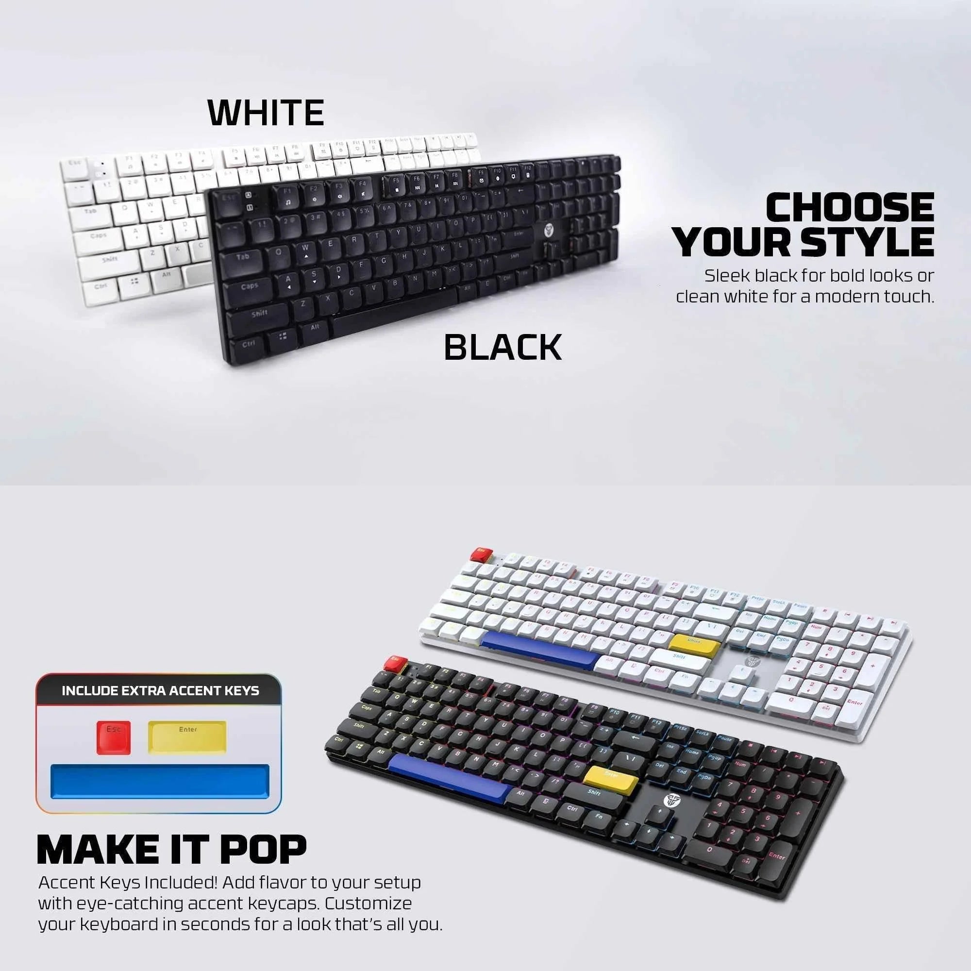 Fantech atomair108 mk314 mechanical keyboard low-profile white - keyboard