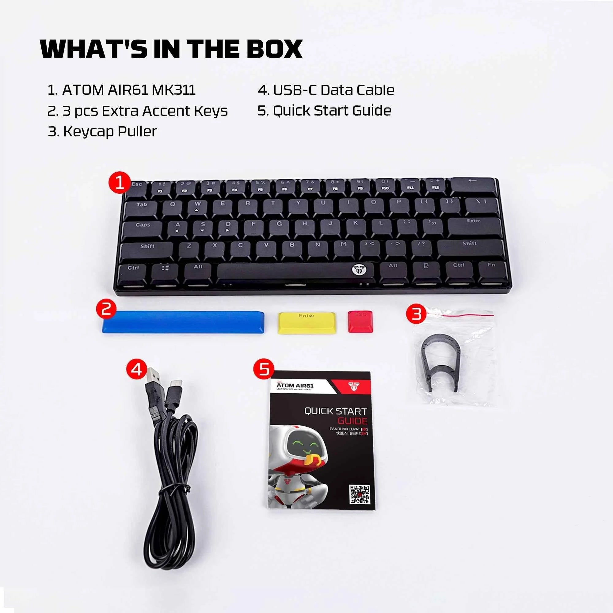 Fantech atomair61 mk311 keyboard - low-profile mechanical keyboard for ultimate gaming experience - keyboard