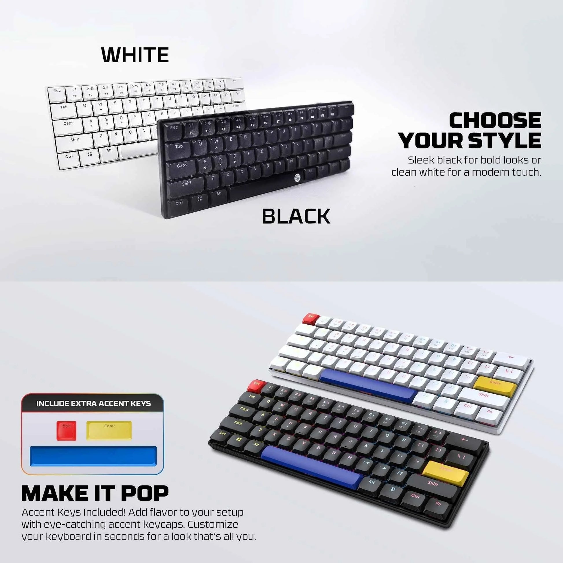 Fantech atomair61 mk311 keyboard - low-profile white mechanical keyboard - keyboard